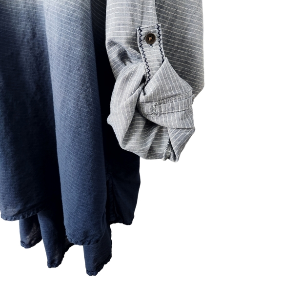 Striped Ombre' V-Neck Roll-Tab Sleeve Cotton Tunic | Sonoma | 3X - Picture 4 of 7